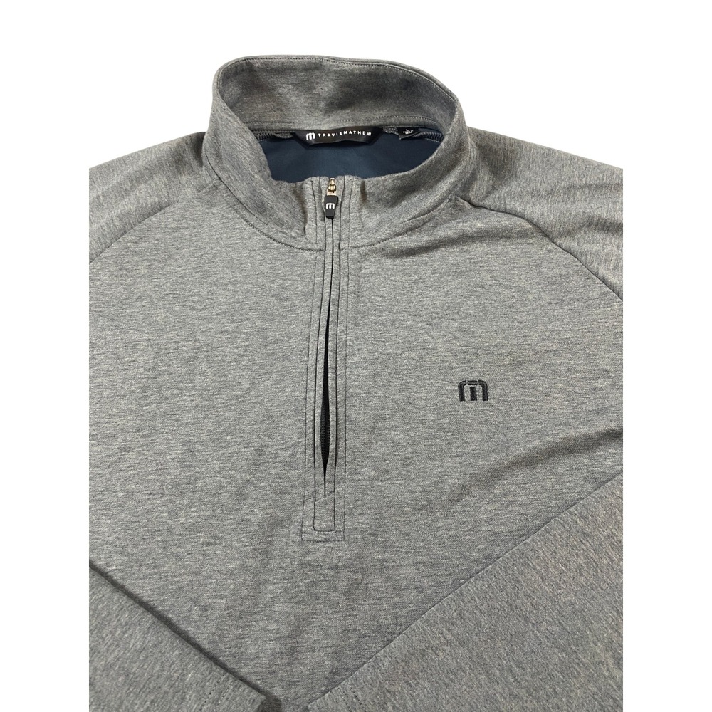 TravisMathew Mens Heather Grey Quarter Zip Performance‎ Golf Pullover Large